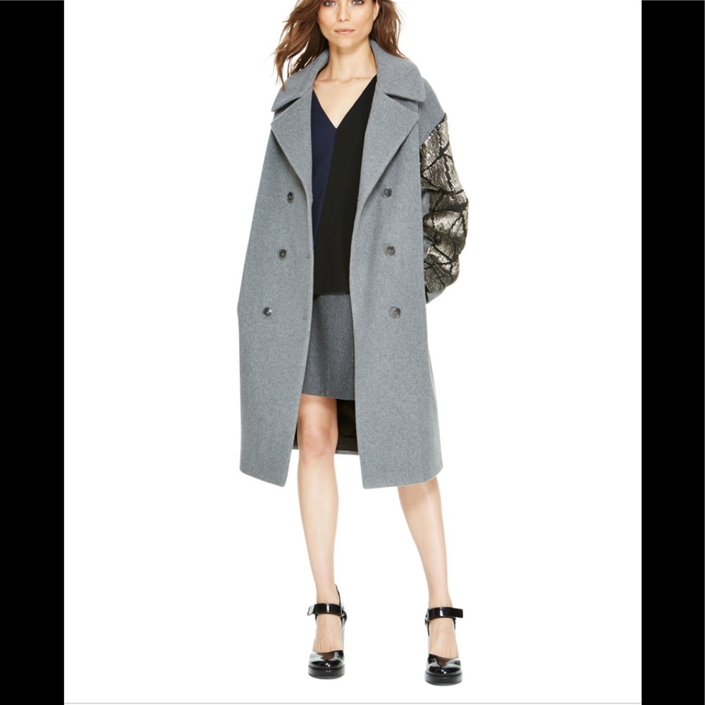 DKNY
Women Gray Wool Coat With Embellished Sleeve